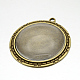 Supports pendentif en alliage vintage style tibétain et de cabochons de verre transparent rondes plates DIY-X0227-AB-NF-4