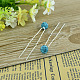 Lady's Hair Accessories Silver Color Iron Polymer Clay Rhinestone Ball Hair Forks PHAR-S187-02-1