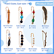 Nbeads 8Pcs 8 Style Branch & Feather & Bamboo Shape Alloy & Iron Safety Pin Brooches JEWB-NB0001-15-2