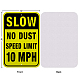 Globleland lent pas de limite de vitesse de poussière panneau de 10 mph 18x12 pouces 40 mil aluminium garder le niveau de poussière bas sur les chemins de terre panneau d'avertissement pour route ou rue AJEW-GL0001-05D-03-2