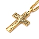 304 Edelstahl-Kreuz mit Lebensbaum-Anhänger-Halskette NJEW-M197-02G-2
