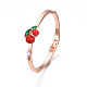 Bracelet jonc coloré à charnière en cerisier avec strass et acrylique BJEW-S118-130RG-3