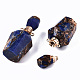 Pendentifs flacons de parfum ouvrants en bronzite synthétique et lapis lazuli assemblés G-S366-058A-3