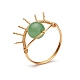 女性のための天然グリーン アベンチュリン リング セット  真鍮のパーツでナザールボンジュウの指輪  usサイズ4 3/4(15.4mm) RJEW-TA00007-03-1