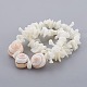 Bracelets extensibles en perles de coquillage naturelles BJEW-JB03997-1