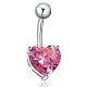 Platinum Plated Body Jewelry Heart Cubic Zirconia Brass Navel Ring Navel Ring Belly Rings AJEW-EE0001-01C-1
