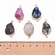 Golden Plated Dyed Natural Druzy Agate Links connectors with Iron Findings G-R275-276-4