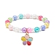 5pcs 5 bracelets de perles de style rond et coeur et trèfle BJEW-JB08929-3