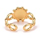 Real 18K Gold Plated Brass Cuff Ring RJEW-C014-03-3
