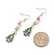 Pendientes colgantes de árbol de Navidad esmaltado con perlas de vidrio EJEW-JE04961-04-4