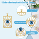 DICOSMETIC Rectangle with Evil Eye Charms Blue Eye Pendants Hollow Rectangle Charms Protection Eye Charms Cubic Zirconia Pendants Brass Pendants for Jewelry Making ZIRC-DC0001-19-3