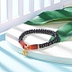 Column Natural Carnelian(Dyed & Heated) & Coconut Shell Stretch Bracelet with Alloy Elephant BJEW-JB07989-2