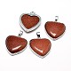 Heart Platinum Plated Brass Synthetic Goldstone Pendants G-F228-10A-RS-1