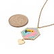 Hexagone tressé en graines de verre avec collier pendentif flamant rose NJEW-MZ00014-4