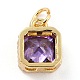 Real 18K Gold Plated Brass Inlaid Cubic Zirconia Charms ZIRC-L100-073G-05-3
