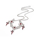 FireBrick Enamel Bat with Cross Pendant Necklace & Dangle Earrings SJEW-G081-03AS-3