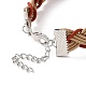 Cowhide Leather Braided Weave Cord Bracelets with Brass Clasp for Women BJEW-JB09109-6
