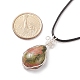 Natural Unakite Teardrop Pendant Necklaces Set with Waxed Cords for Women NJEW-TA00034-01-7