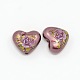 Flower Printed Spray Painted Acrylic Heart Beads ACRP-O001-03A-1
