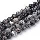 Chapelets de perles de pierre noire/soie noires naturelles G-Q462-103-8mm-1