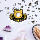 ミニウッドクリスタルボールディスプレイベース  水晶球の陳列台  タロットテーマ  ヘビ  猫の頭  三角形と花  ブラック  60~160x73~100x5mm  4個/セット DJEW-WH0021-009-7
