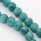 Round Medium Turquoise Color Spray Painted Glass Beads Strands X-DGLA-R004-8mm-2-3