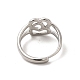 304 anillo ajustable doble corazón de acero inoxidable para mujer RJEW-P081-02P-3