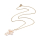 Collana con pendente a croce intrecciata in quarzo rosa naturale e perle NJEW-JN03920-04-4