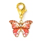 Light Gold Tone Alloy Enamel Butterfly Pendant Decorations HJEW-JM01543-3