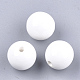 手作りの陶器ビーズ  光沢釉の磁器  ラウンド  ホワイト  14~14.5x13.5~14mm  穴：2.5~3mm X-PORC-S499-02Y-1