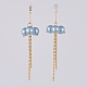 Eco-Friendly Glass Pearl Dangle Stud Earrings EJEW-JE03813-04-3