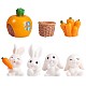 Resin Standing Rabbit Statue Bunny Sculpture Carrot Bonsai Figurine for Lawn Garden Table Home Decoration ( Mixed Color ) JX086A-1