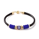 Japanese Seed Column with Evil Eye Beaded Bracelet with Cowhide Cords for Women BJEW-JB09078-01-1