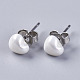Electroplate Shell Pearl Stud Earrings EJEW-I209-06-6mm-1