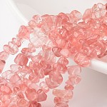 Quarzo della ciliegia fili di perle di vetro, pietra burrattata, pepite, 4~6x8~12x2~4mm, Foro: 1 mm, circa 34.6 pollice