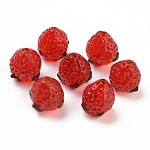 Handmade Bumpy Lampwork Beads, Strawberry, Red, 14~15x12.5x12.5mm, Hole: 1.2mm