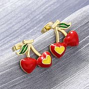 Серьги-гвоздики из вишневой латуни EJEW-H158-03G
