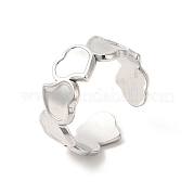 304 Stainless Steel Heart Open Cuff Ring for Women RJEW-E063-20P
