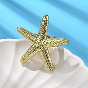 Кольца-манжеты из латуни в виде морской звезды для женщин RJEW-C123-01G