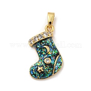 Рождественский латунный кулон с цирконием Micro Pave KK-H468-02C-03G
