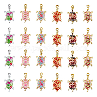 DICOSMETIC 24pcs 4 Styles Love Heart Charms Alloy Enamel Pendants Light Gold Heart with Cat Word Moon and Sun Pendant Drop Oil