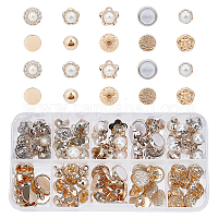  GORGECRAFT 1 Box 2 Styles 12PCS Flatback Pearl Rhinestone  Buttons Floral Embellishments Shank Buttons with Faux Pearls and Crystal  Glass Rhinestone Sew on Clothing Buttons for DIY Jewelry Decoration