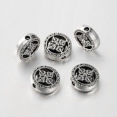 Buddhistischen Schmuck Zubehör tibetischen Stil Legierung flache runde Perlen X-TIBEB-O004-55