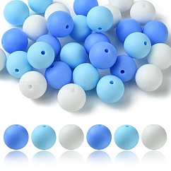 Perles rondes en caoutchouc en silicone, 30 couleurs, 3mm, 15 pièce, perles d'espacement amples pour la fabrication de bijoux et de porte-clés, fournitures de bricolage, couleur mixte, 15mm, Trou: 3mm, 10 pcs / couleur
