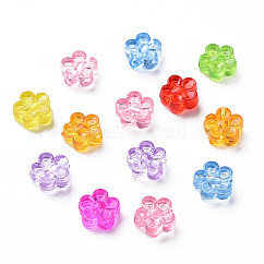 Abalorios de acrílico transparentes, flor, color mezclado, 8x8.5x3.5mm, agujero: 1.6 mm