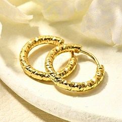 Pendientes de aro de acero inoxidable 304 para mujer, revestimiento de iones (ip), anillo, real 14k chapado en oro, 17x2.5mm