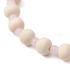 Bracelets extensibles en turquoise synthétique et perles de bois et de verre pour femmes&nbsp;BJEW-JB11128-02