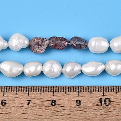 Natürliche Erdbeerquarz-Nuggets und Stränge aus natürlichen Süßwasser-Zuchtperlen&nbsp;PEAR-N023-01A-13