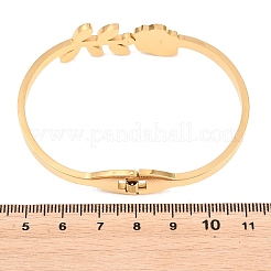 Bracelets à charnière en acier inoxydable 304 avec micro pavé de strass pour femmes&nbsp;BJEW-E113-03G