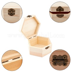 Boîte à bijoux en bois de pin non fini&nbsp;CON-WH0072-08